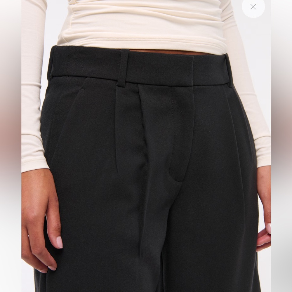 Abercrombie & Fitch AF Sloane Low Rise‎ Tailored Wide Leg Pant Black 28 - Picture 2 of 11